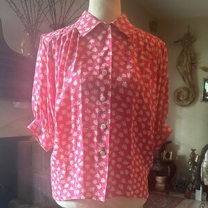 Vintage Ungaro Paris Pink Floral Button-Up Blouse. Made in Italy 🇮🇹 💕